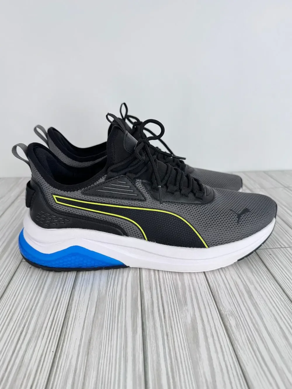 Puma Amplifier sneakers men's 10 athletic shoes Softfoam EVA black gray lime